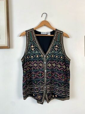 Vintage Principles Rayon Embroidered Whimsical Vest